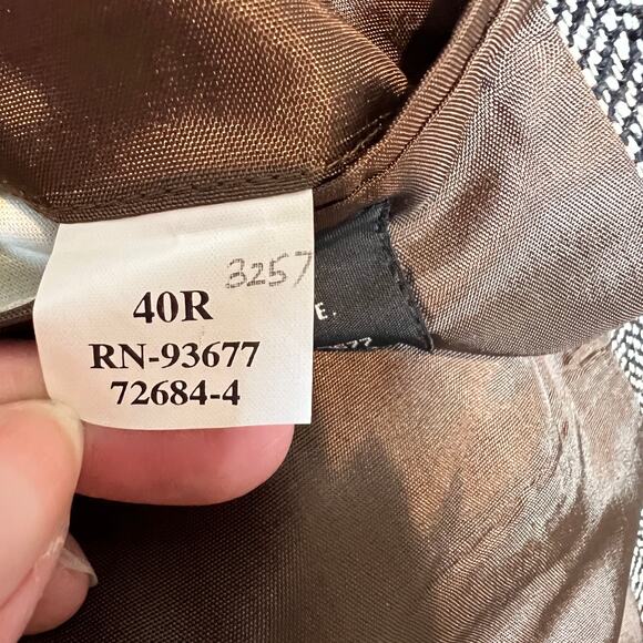 Towncraft Vintage Tweed Blazer Men's 40R 100% Silk Black White Herringbone - Picture 8 of 9